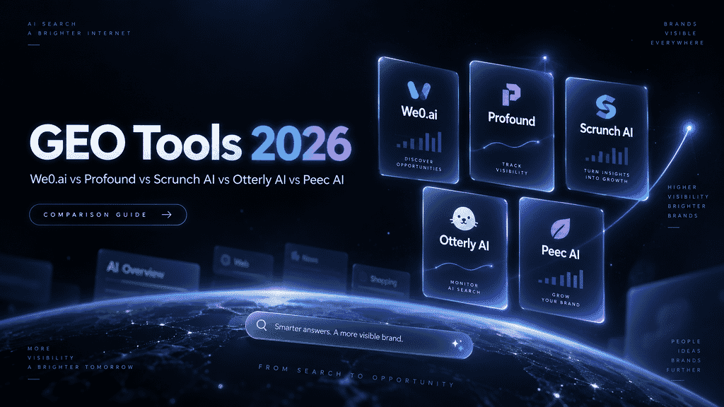 Ranking de ferramentas GEO em 2026 e guia de seleção: Profound, Scrunch, Otterly, Peec e We0.ai