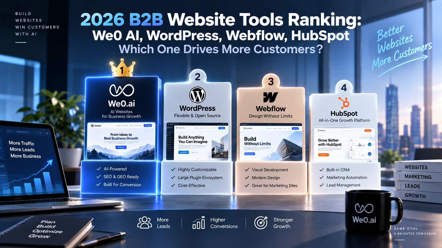 2026 B2B Website Tool Rankings: We0 AI vs. WordPress, Webflow, and HubSpot