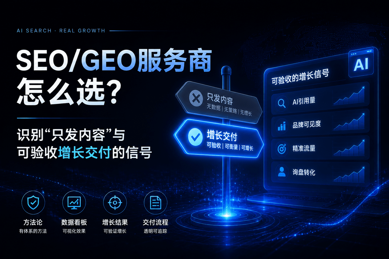 SEO/GEO服务商怎么选：识别“只发内容”与可验收增长交付的信号