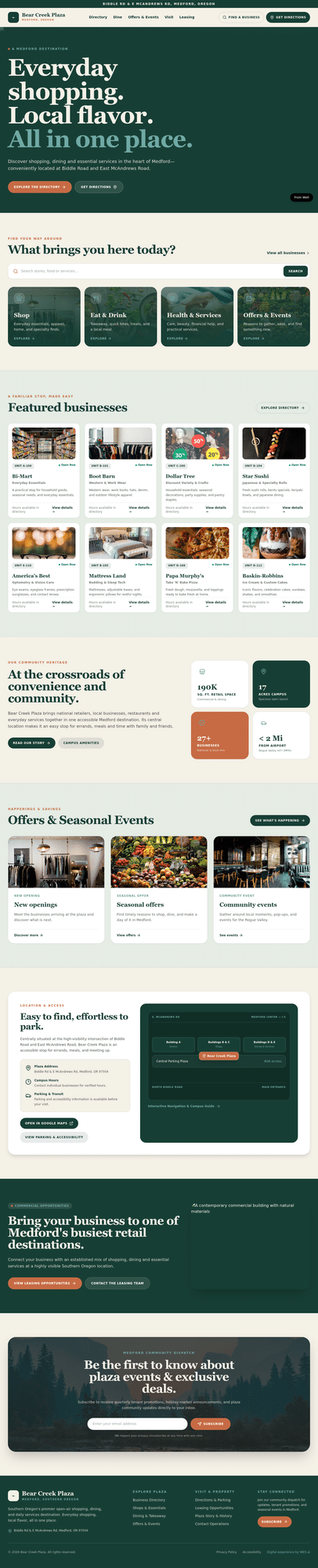 Bear Creek Plaza Shopping Center Website