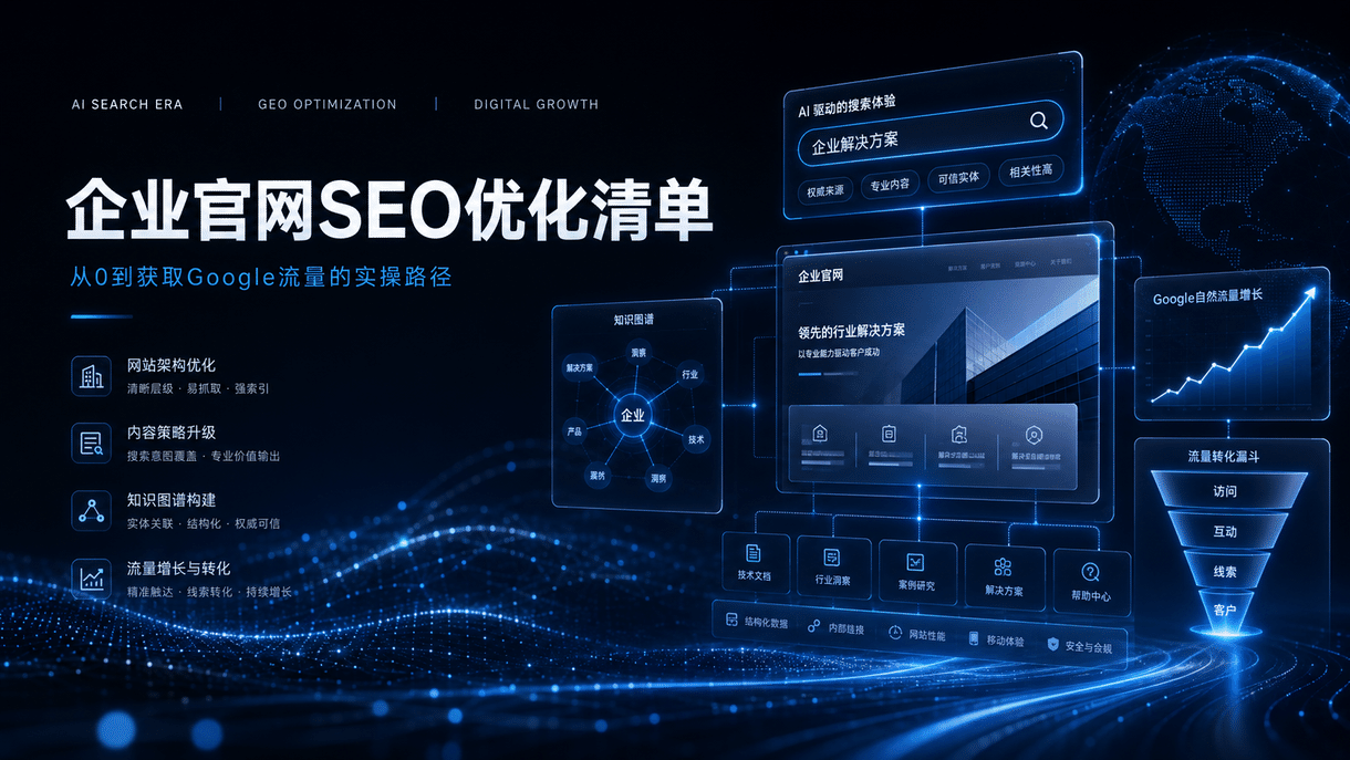 2026企业官网SEO优化清单：从0到获取Google流量需要做哪些事情？